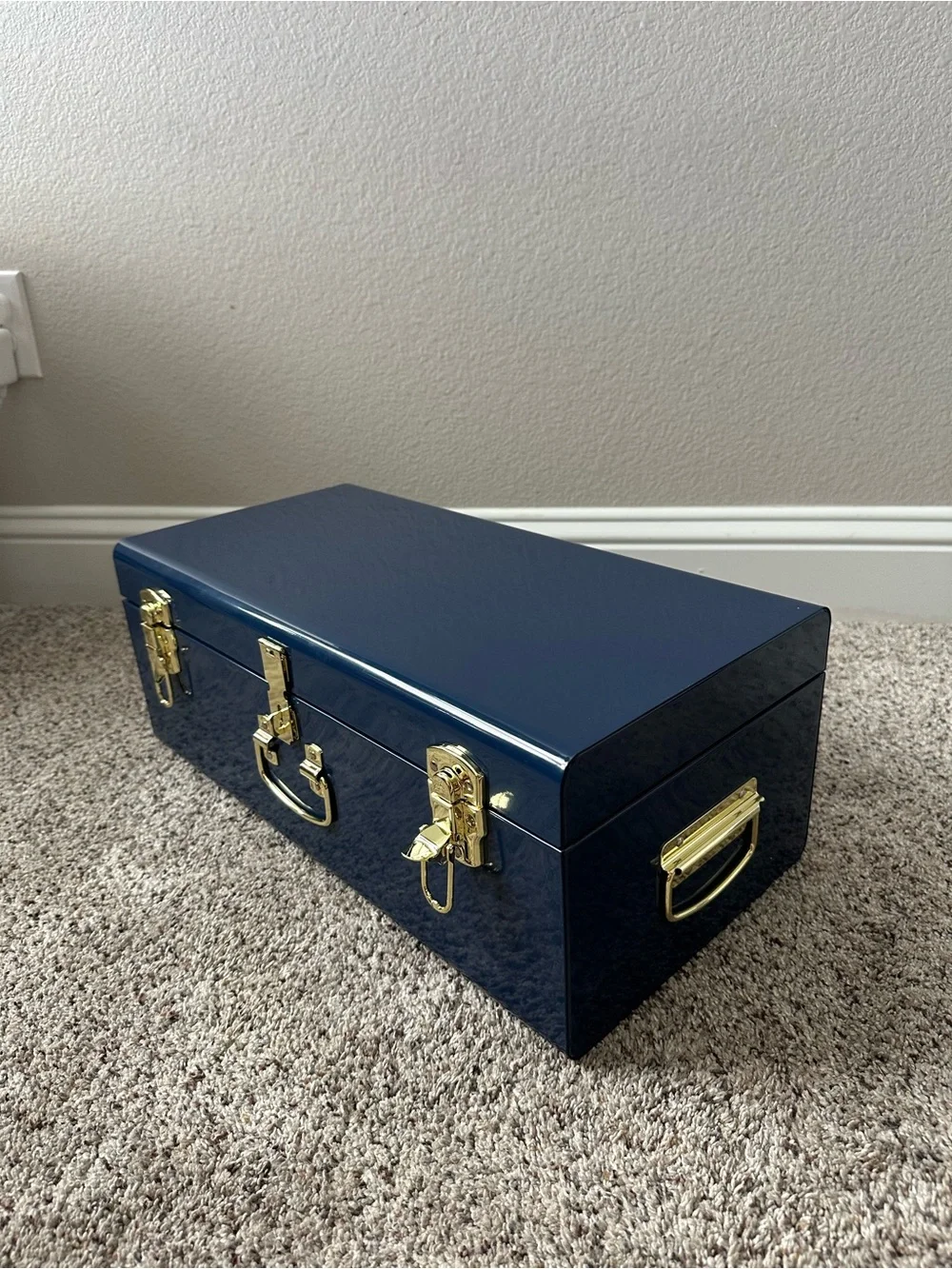 Blue Metal Keepsake Trunk - Baby or Wedding